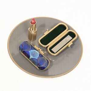 Seashell Pattern Mirrored Lipstick Case | Dark Blue